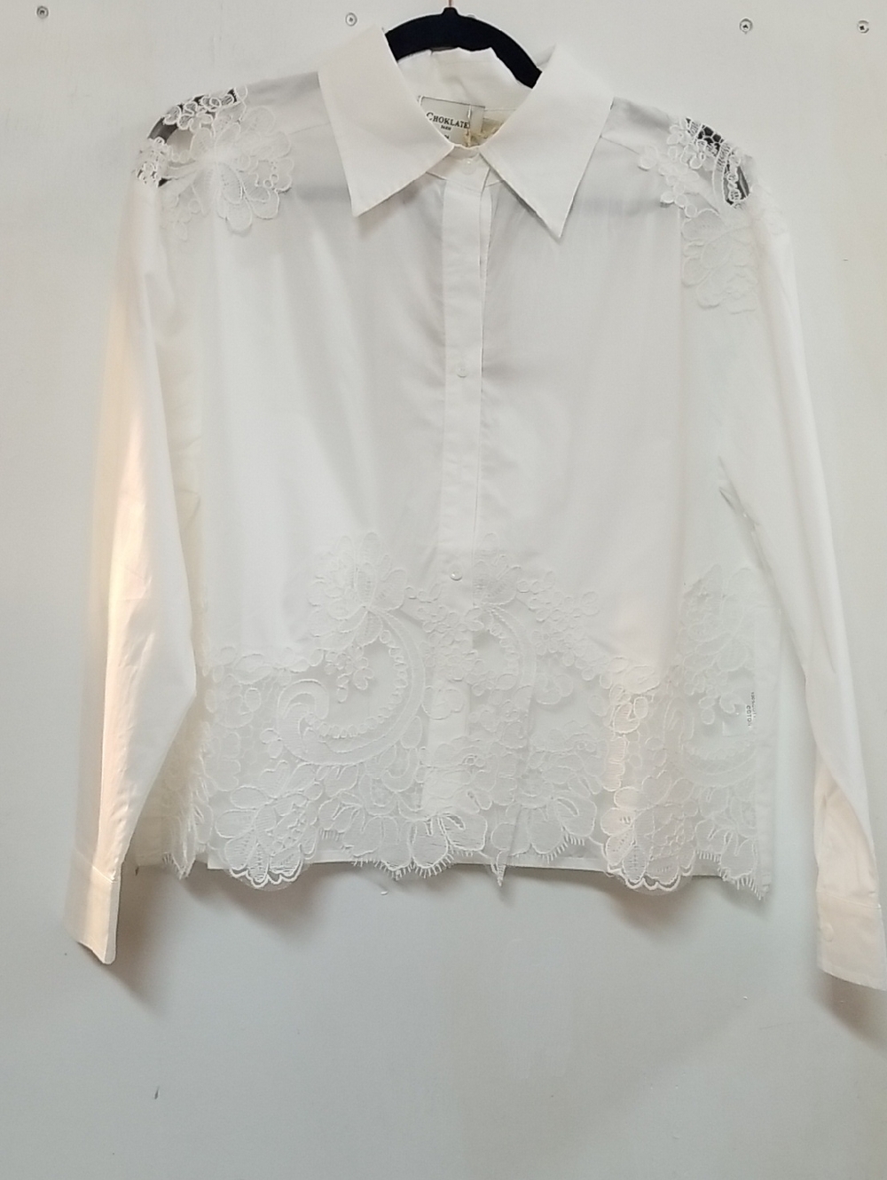 Women's White Lace Trim Blouse